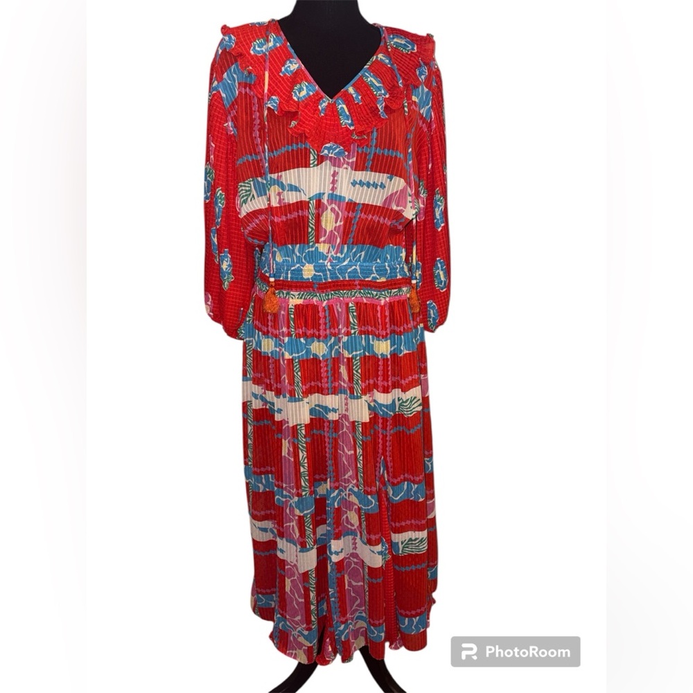 Gorgeous Diane Freis Floral Georgette Midi Dress 80s Vintage Dress SZ MED/LG